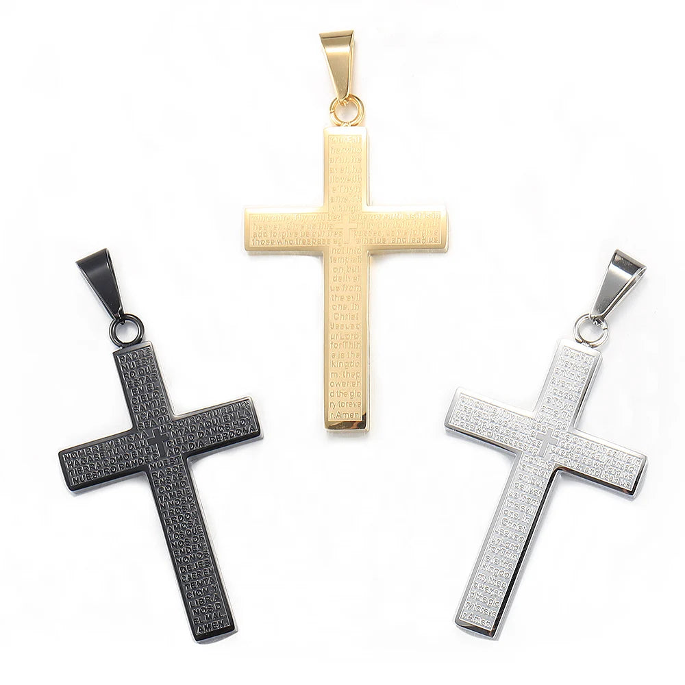 Cross Pendant Necklace For Men/Women, Gold/Black/Silver Color, Cuban Chain