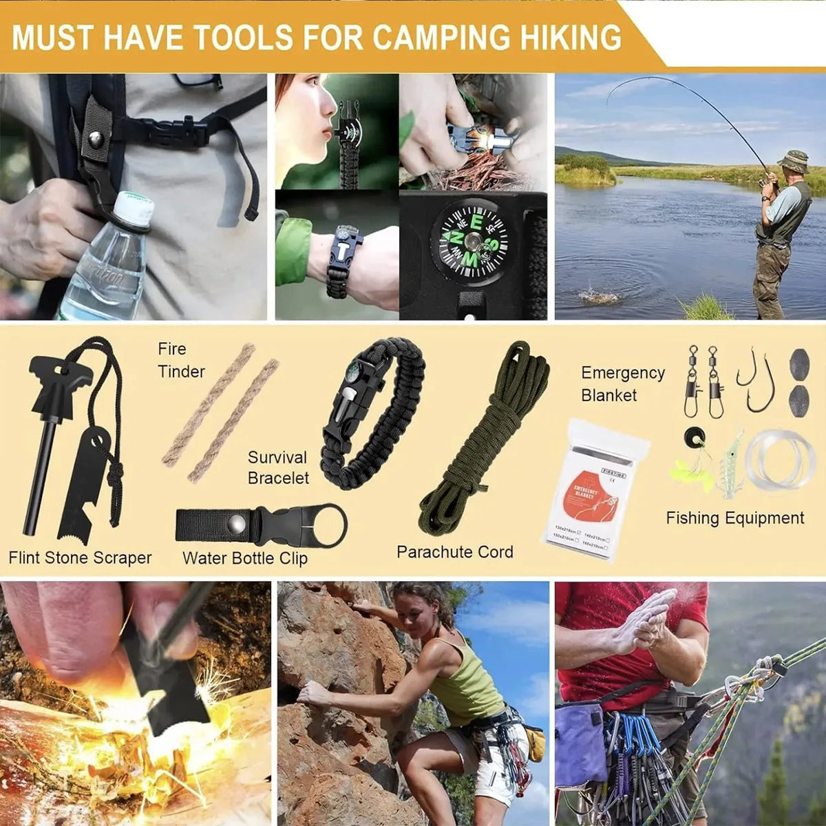 Outdoor Supplies Camping Emergency Equipment, Survival Tool Set Multifunctional