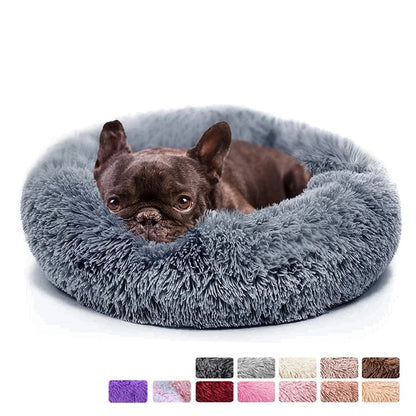 Donut Dog/Cat Calming Bed, Warm Soft Long Plush, Washable