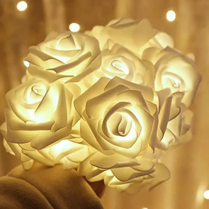 LED Flower String Lights, Artificial Rose Bouquet, Romantic Lamp, Fairy Light Garland