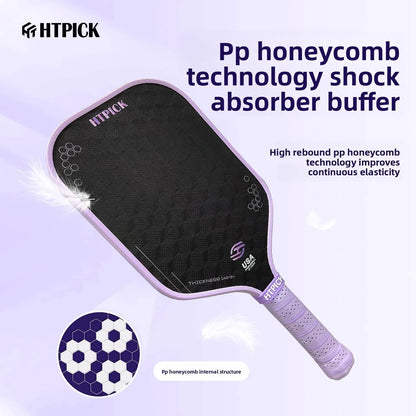 18K Carbon Fiber Pickle Ball Racket, Cold Pressed Cloth Pattern Surface