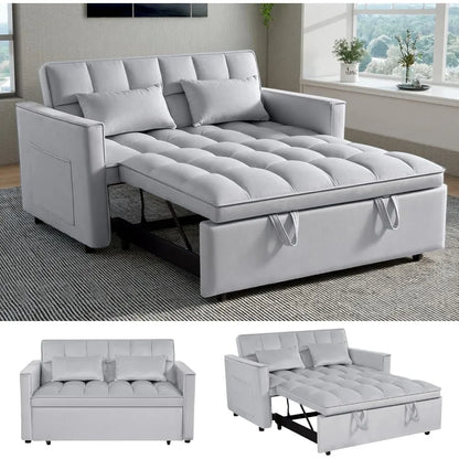 Pull-Out Sleeper Sofa Bed 3-Level Adjustable Backrest, Loveseat Sleeper Couch