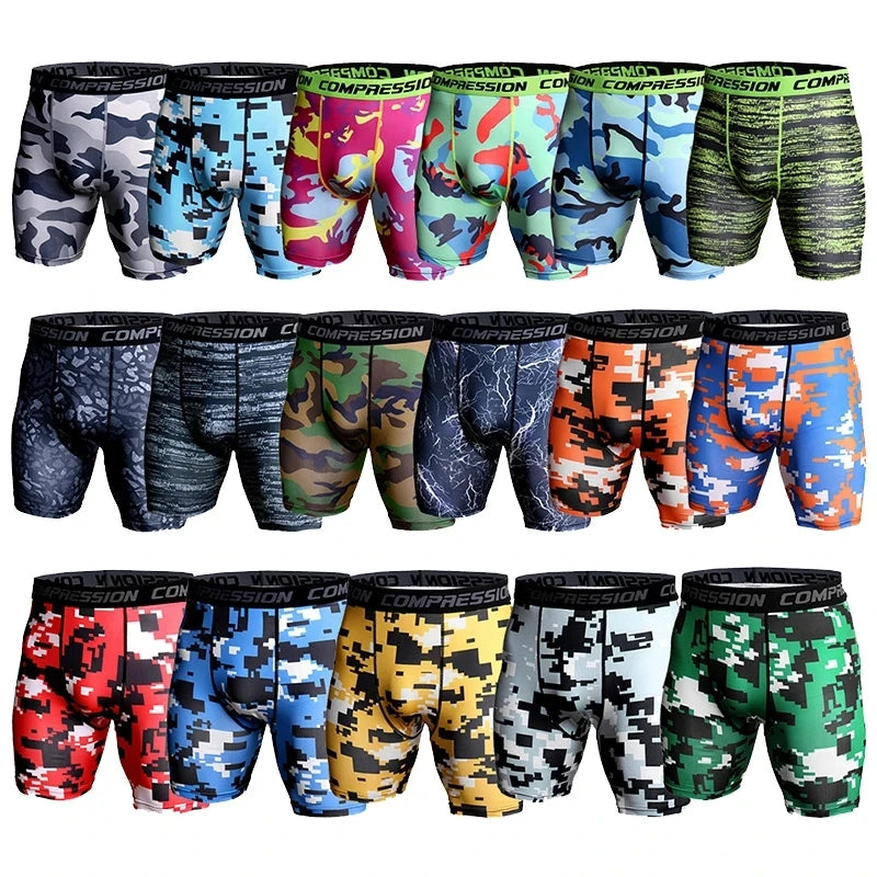 Compression Shorts Men 3D Print Camouflage Bodybuilding Tights Muscle Sport Elastic Running Shorts