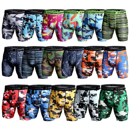 Compression Shorts Men 3D Print Camouflage Bodybuilding Tights Muscle Sport Elastic Running Shorts