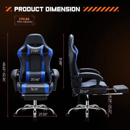 JHK Ergonomic Racing Gaming Chair Adjustable Swivel PU Leather with Headrest and Lumbar Support