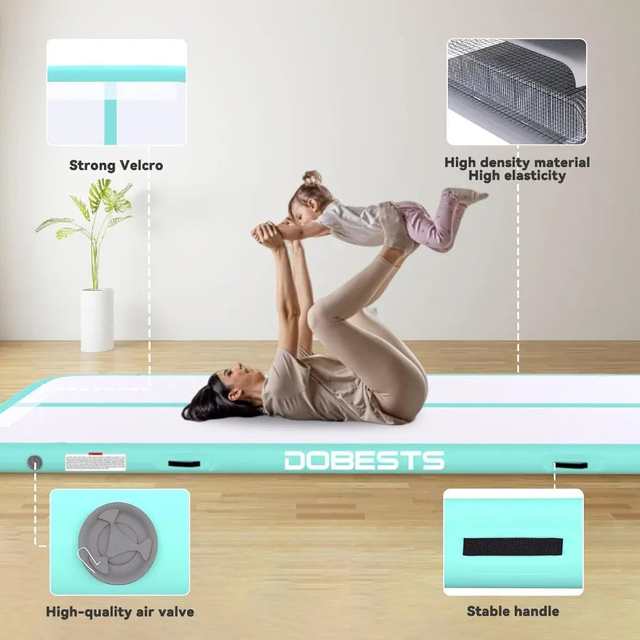 Inflatable Tumble Track Gymnastics Mat with Pump for Home Use Perfect for Cheerleading