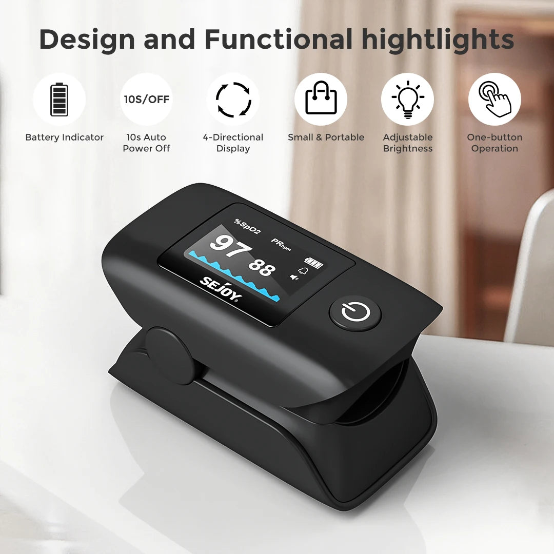 Digital Wrist Blood Pressure Monitor & Finger Pulse Oximeter OLED Blood Oxygen Saturation, Heart Rate Meter