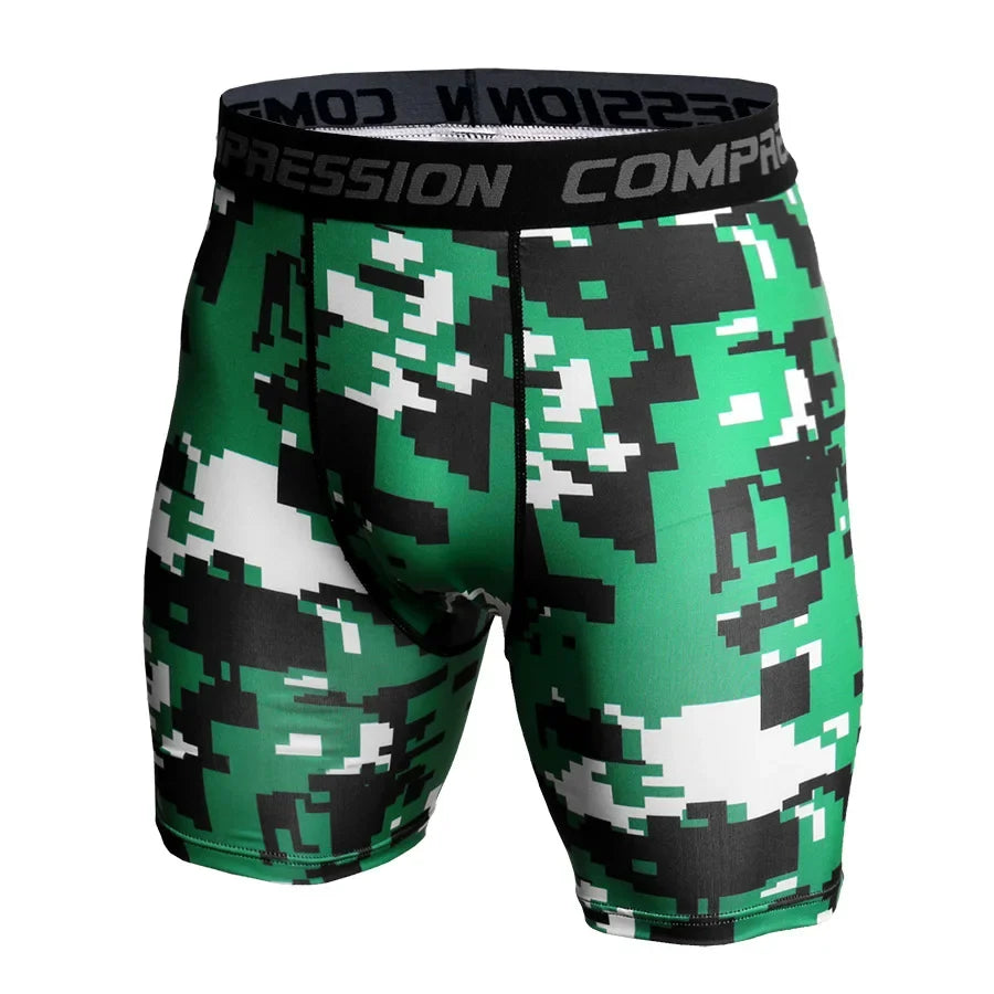 Compression Shorts Men 3D Print Camouflage Bodybuilding Tights Muscle Sport Elastic Running Shorts
