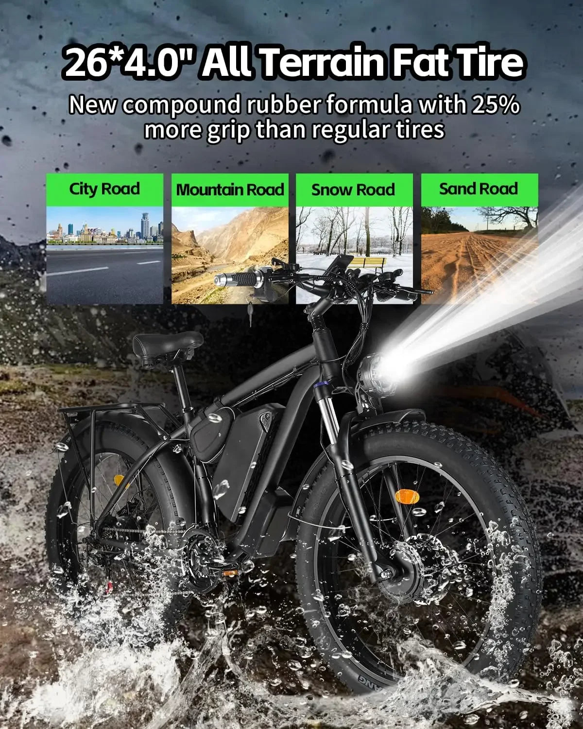 Electric Bicycle B1 2000W Dual Motor 48v 22.4ah Battery Adult 26 Inch Tire All terrain Hydraulic Brake