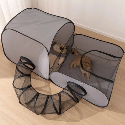 Square Gray Cats/Dogs Delivery Room, Hard Oxford Cloth, Play Tunnel, Foldable, Pets' Nest