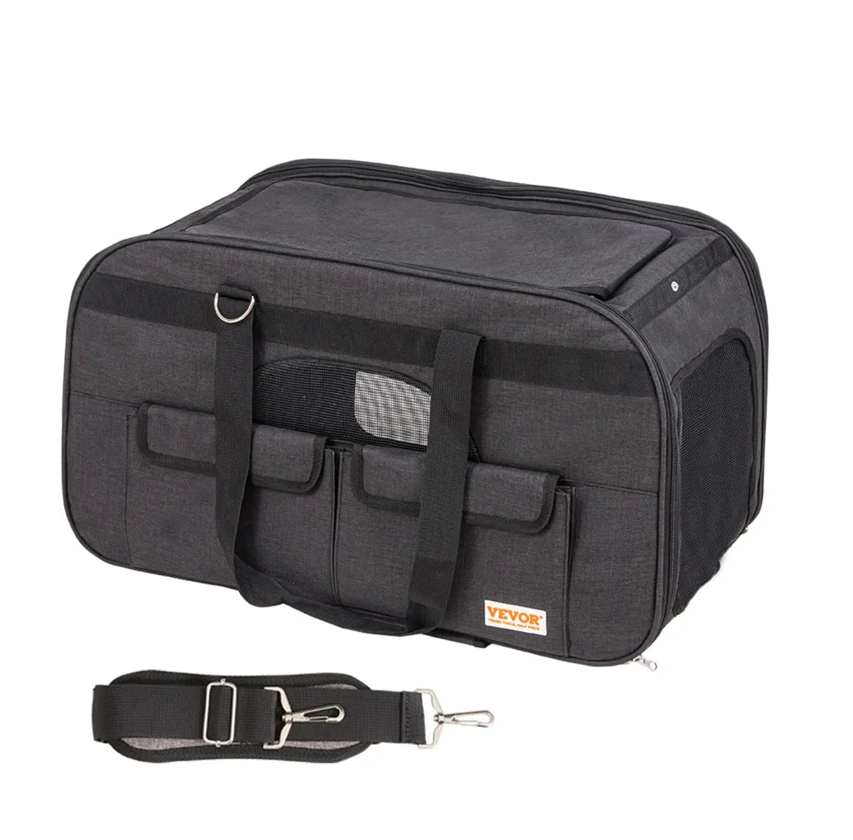 VEVOR Rolling Pet Carrier Telescopic Handle Shoulder Strap for Pets 35 lbs