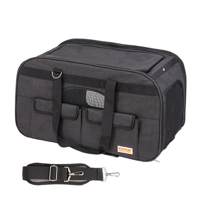 VEVOR Rolling Pet Carrier Telescopic Handle Shoulder Strap for Pets 35 lbs