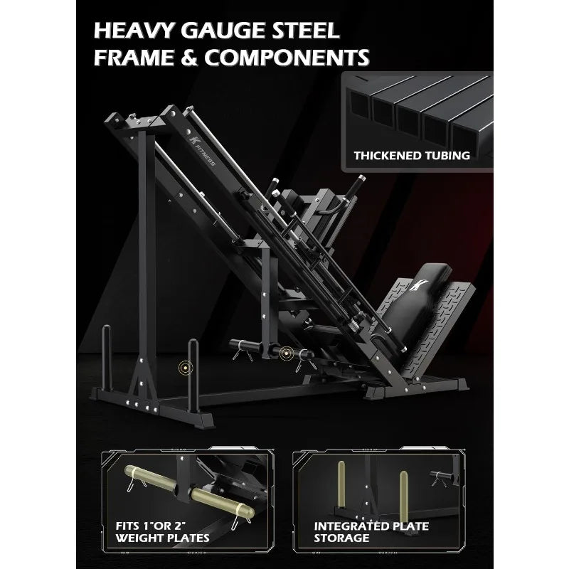 Hack Squat Machine, Professional Adjustable Leg Press with Linear Bearing for Home Gym,