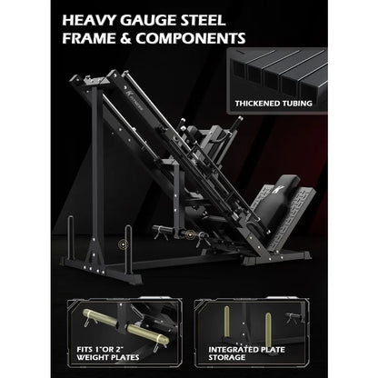 Hack Squat Machine, Professional Adjustable Leg Press with Linear Bearing for Home Gym,