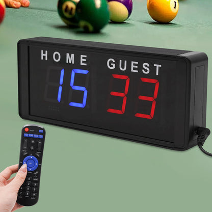 4-Digit, LED Electronic Score Keeper, Remote, Badminton/Volleyball/Baseball/Table Tennis