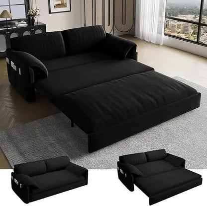 63.8" Futon Sofa Bed Queen Size, Pull Out Bed, 3-in-1 Convertible Sleeper Sofa with Side Pocket