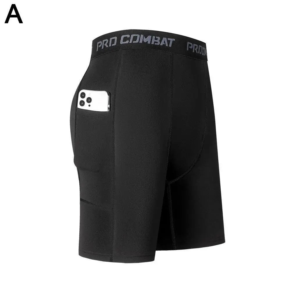 Men's Compression Short Pants With Pocket Elastic Quick Dry Breathable Stretchy Base Layer