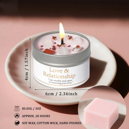 Scented Candle, Love & Relationship Crystal Ritual Candle, Soy Wax, Suitable Daily Use