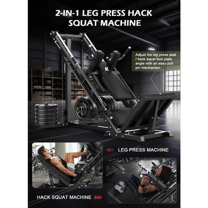 Hack Squat Machine, Professional Adjustable Leg Press with Linear Bearing for Home Gym,