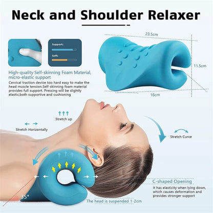 Neck/Shoulder Stretcher, Relaxer, Cervical Chiropractic Traction Device, Pillow, Muscle Pain Relief