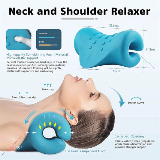 Neck/Shoulder Stretcher, Relaxer, Cervical Chiropractic Traction Device, Pillow, Muscle Pain Relief