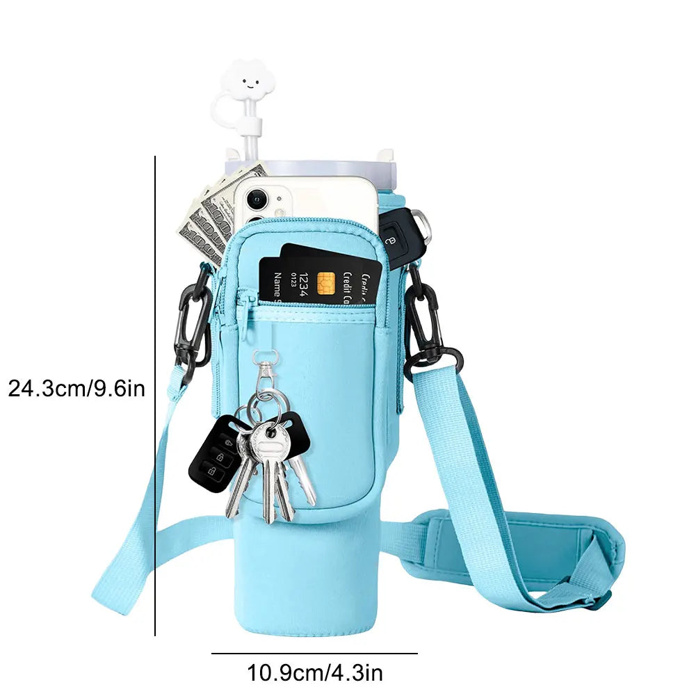 40oz Water Bottle Carrier Bag For Stanley Quencher, Adjustable Shoulder Strap, Non-slip, Insulated
