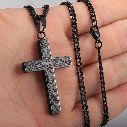 Cross Pendant Necklace For Men/Women, Gold/Black/Silver Color, Cuban Chain
