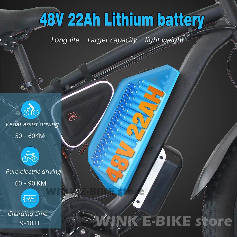 Electric Bicycle B1 2000W Dual Motor 48v 22.4ah Battery Adult 26 Inch Tire All terrain Hydraulic Brake