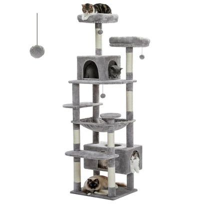 Large Cat Tree/Tower, Indoor, Sisal-Covered Scratching Posts,  Spacious Hammock, Padded Perches