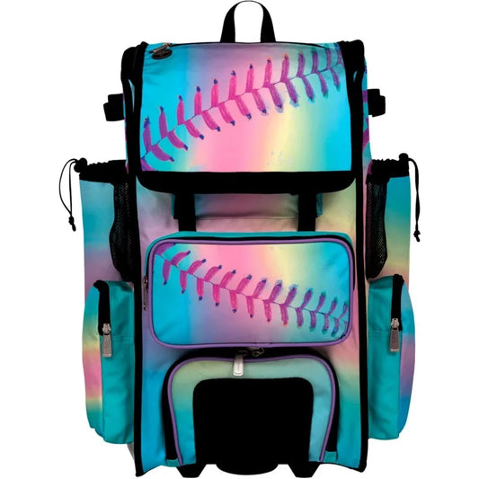 Rolling Baseball/Softball Gear Bag ,Telescopic Handle, Holds 4 Bats