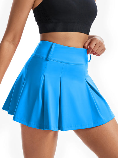 Women's High Waisted Two-In-One Sports Skirt, Pleated