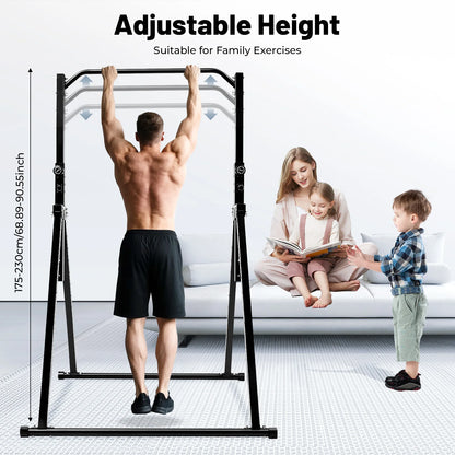 Black Triangular Pull Up Station Adjustable Height Carbon Steel Horizontal Bar for Home Gym Strength Training
