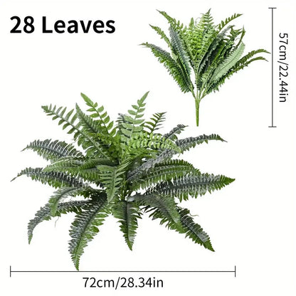 Realistic Boston Ferns, Artificial, UV Resistant Fake Greenery, Door Porch Decors