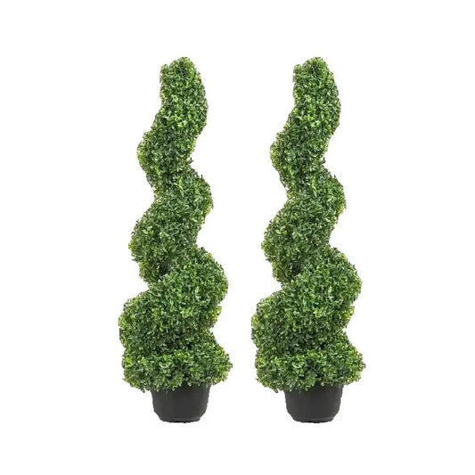 Artificial Boxwood Tower Topiary, Spiral Or Round Plant
