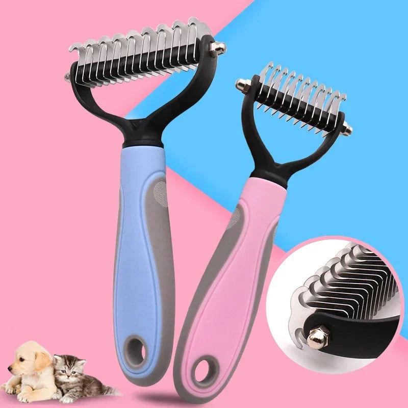 Pets Fur Knot Cutter Dog Grooming Shedding Tools Pet Hair Removal Comb Brush Double sided