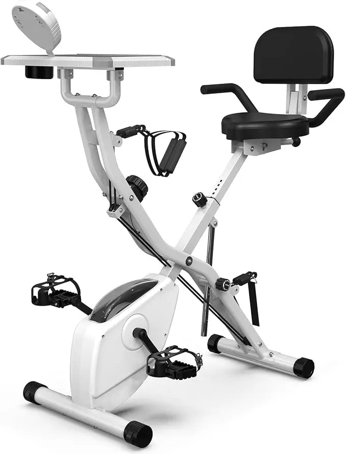 Foldable Stationary Bike, 16-Level Magnetic Resistance, Tri-Position Ride