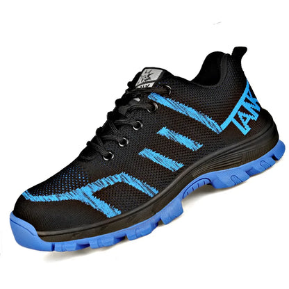 Men's Knit Safety Shoes, Solid Soles, Breathable, Steel Toe, Anti-smash, Puncture-Proof Protective Shoes