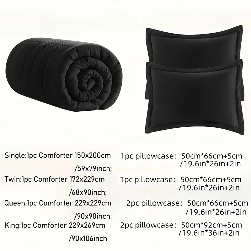 Bed Comforter Set Soft Breathable Bedding with 2/3 pcs,1 Comforter And 1/2 Pillow Shams, Machine Washable