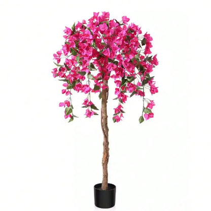 4 ft. Artificial Bougainvillea Flowers Tree, Wood Trunk