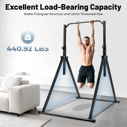 Black Triangular Pull Up Station Adjustable Height Carbon Steel Horizontal Bar for Home Gym Strength Training
