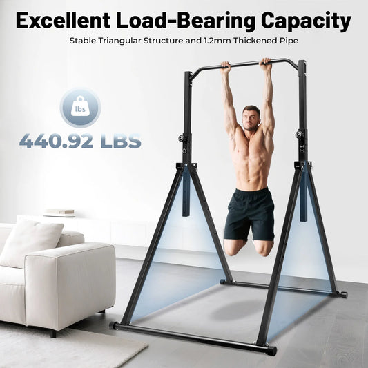 Black Triangular Pull Up Station Adjustable Height Carbon Steel Horizontal Bar for Home Gym Strength Training
