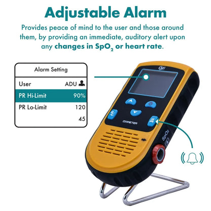 Rechargeable Pulse Oximeter - Adult Finger Sensor for Continuous Monitoring & Spot-Checking