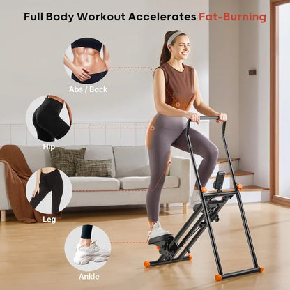 Foldable Stair Stepper Machine, Vertical Stair Climber, Home/Gym, Full-Body Cardio Workout Equipment, Adjustable Handlebar