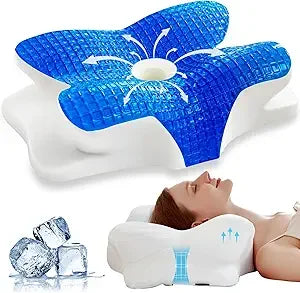 Cooling Gel Pillows, Neck/Shoulder, Cervical, Cozy Sleeping, Odorless Ergonomic Contour Memory Foam