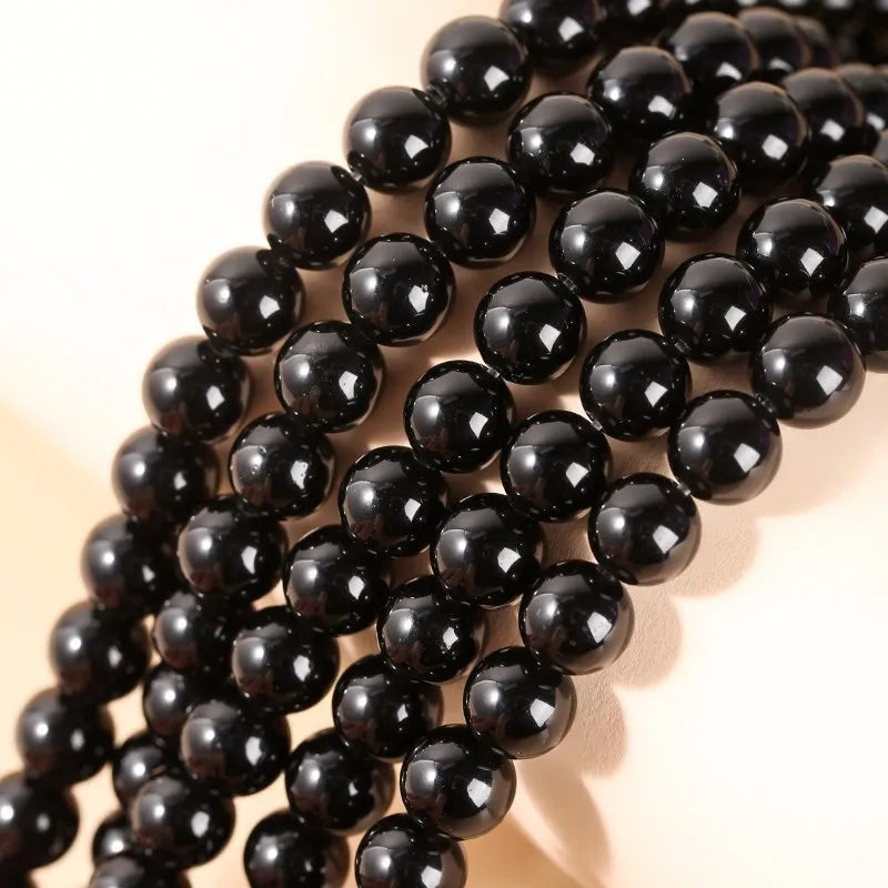 Natural Stone, Golden Black Obsidian Bead, Shinny Round Loose Gemstone, Jewelry Making