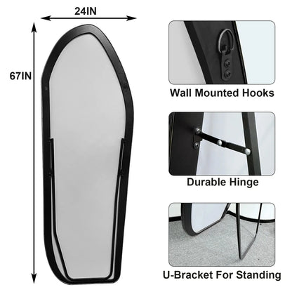 67"x24" Irregular Floor Mirror Full-length Mirror with Aluminum Frame