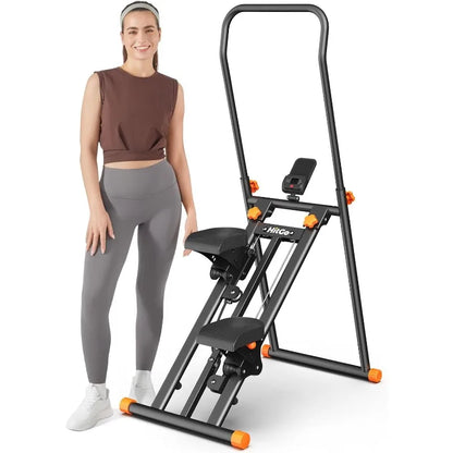 Foldable Stair Stepper Machine, Vertical Stair Climber, Home/Gym, Full-Body Cardio Workout Equipment, Adjustable Handlebar