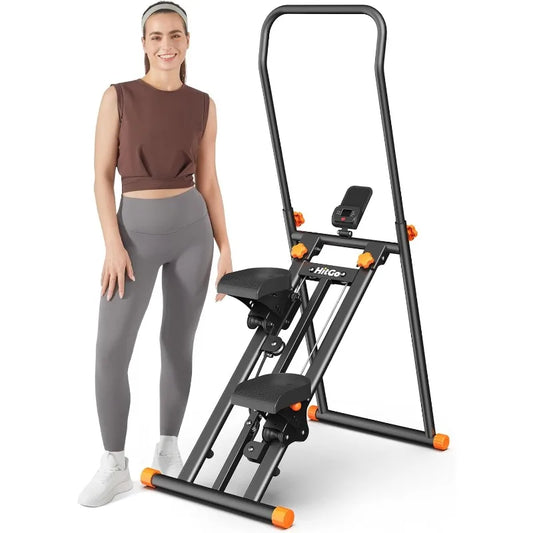 Foldable Stair Stepper Machine, Vertical Stair Climber, Home/Gym, Full-Body Cardio Workout Equipment, Adjustable Handlebar