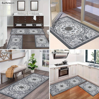 3 Pcs Set Floor Mat, Bohemian Style Rugs, Non-slip, Comfortable, Washable