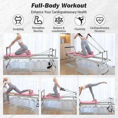 Pilates Reformer Machine 77", Foldable, Adjustable